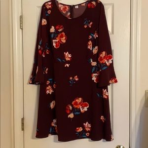 Garnet Floral Bell Sleeved Dress